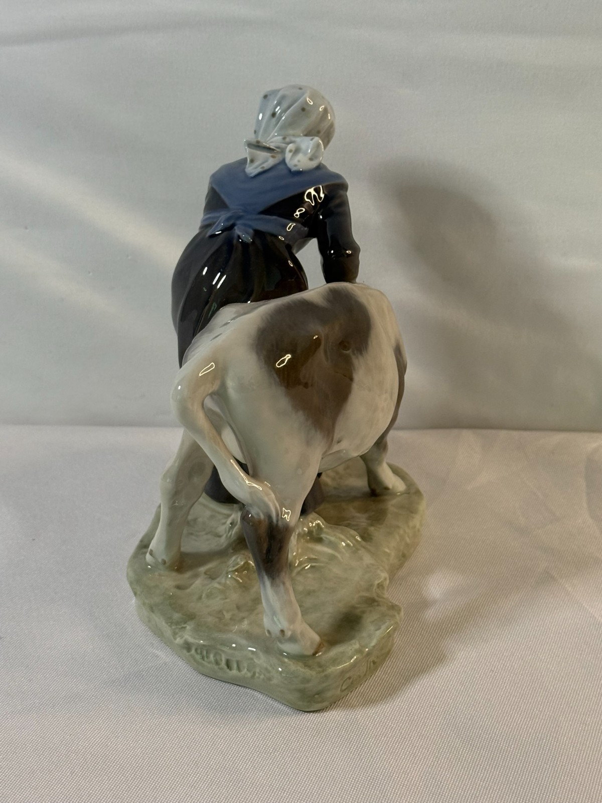 Royal Copenhagen Porcelain Figurines 848 Boy Pig & 779 Girl Feeding Calf Denmark