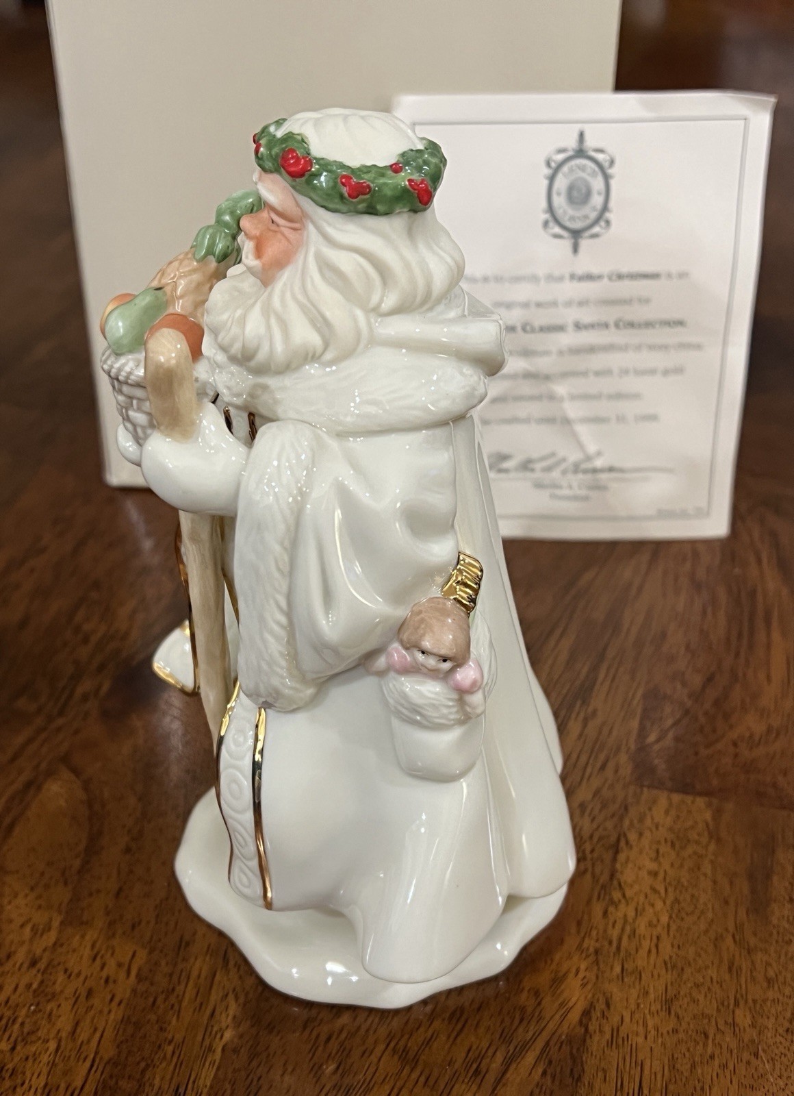 LENOX CLASSIC FATHER CHRISTMAS 1999 LIMITED EDITION 6.75″ FIGURINE 24K GOLD BOX