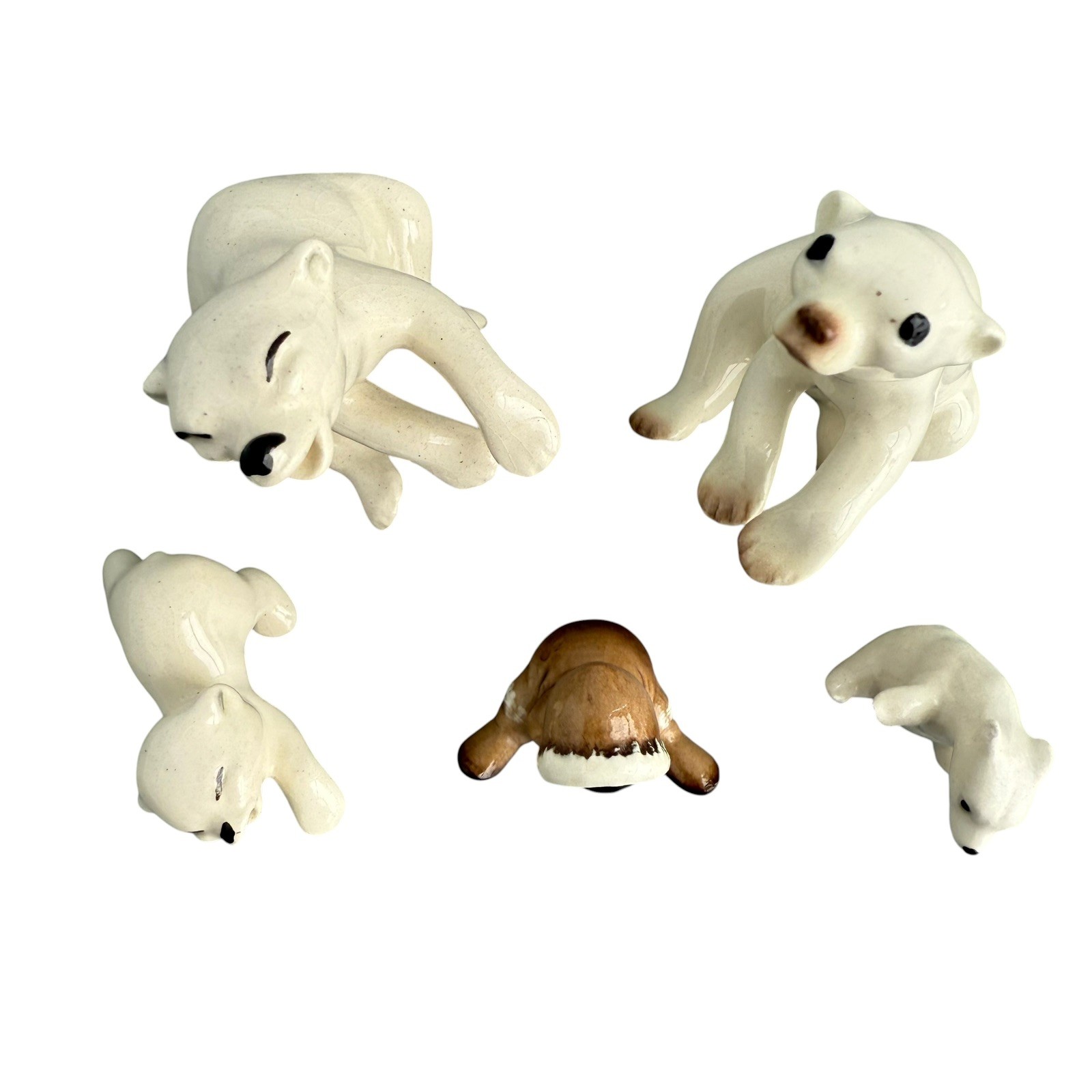 Vintage Hagen Renaker 4 Polar Bears and Eskimo Child Miniature Figurines Lot