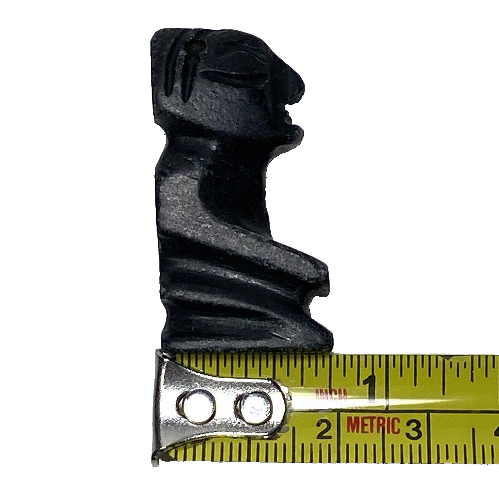 Vtg Stone Pendant Figurine Hand Carved God Deity Primitive Charm Prayer Black k