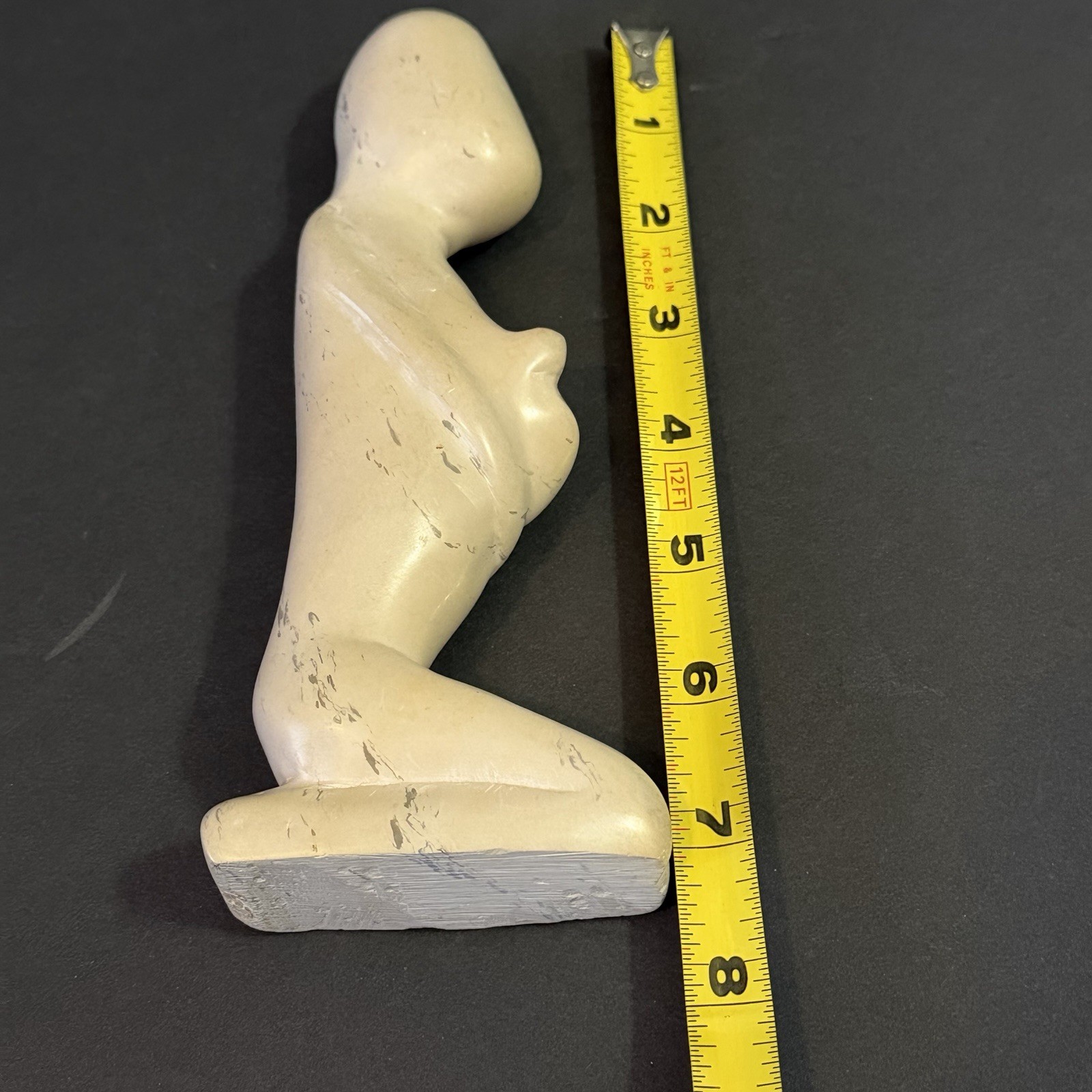 African Soapstone Carved Woman Figurine Mother Child Baby Statue Kenya Ethnic