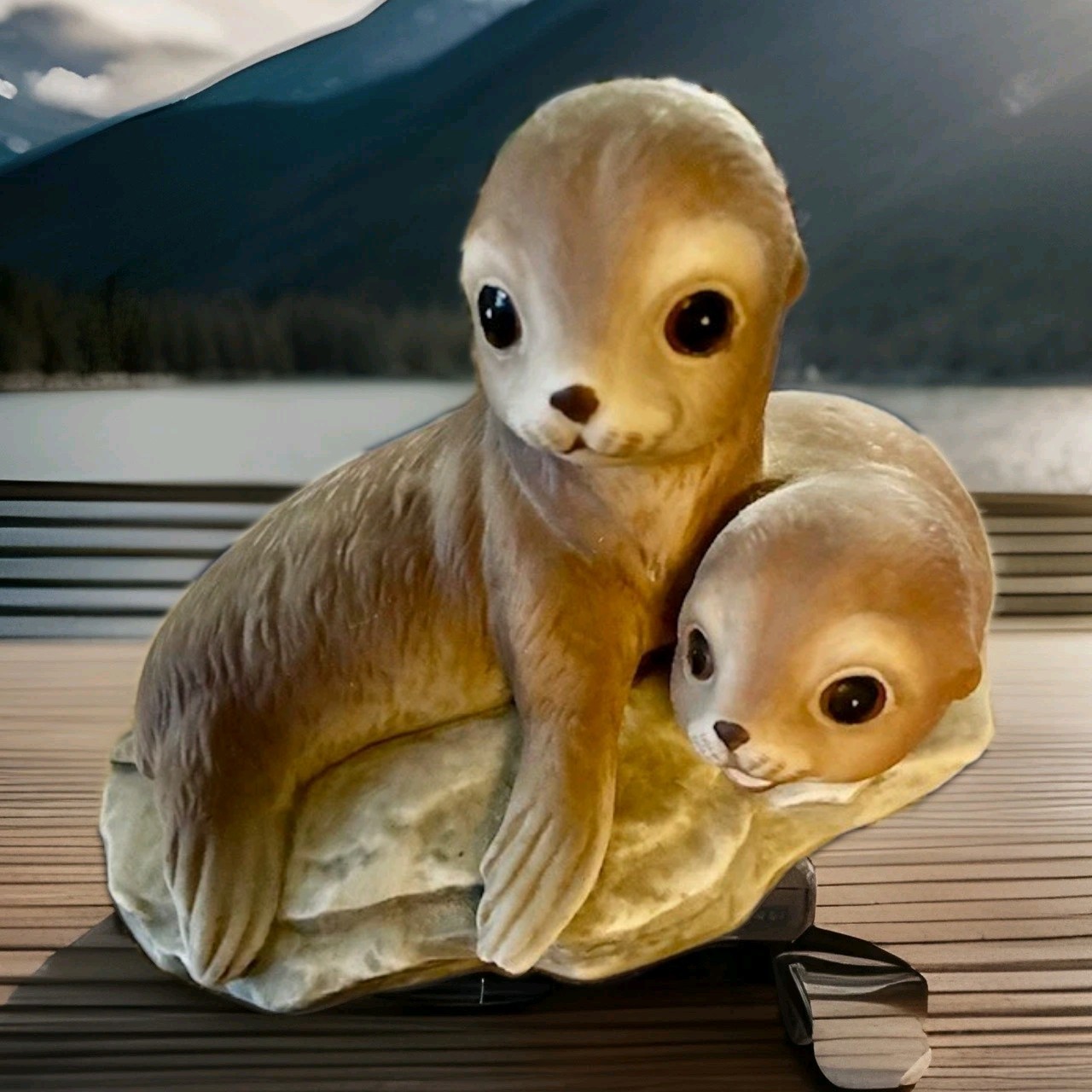 Homco Baby Seals 1981 Masterpiece Porcelain Figurine. Pre-owned