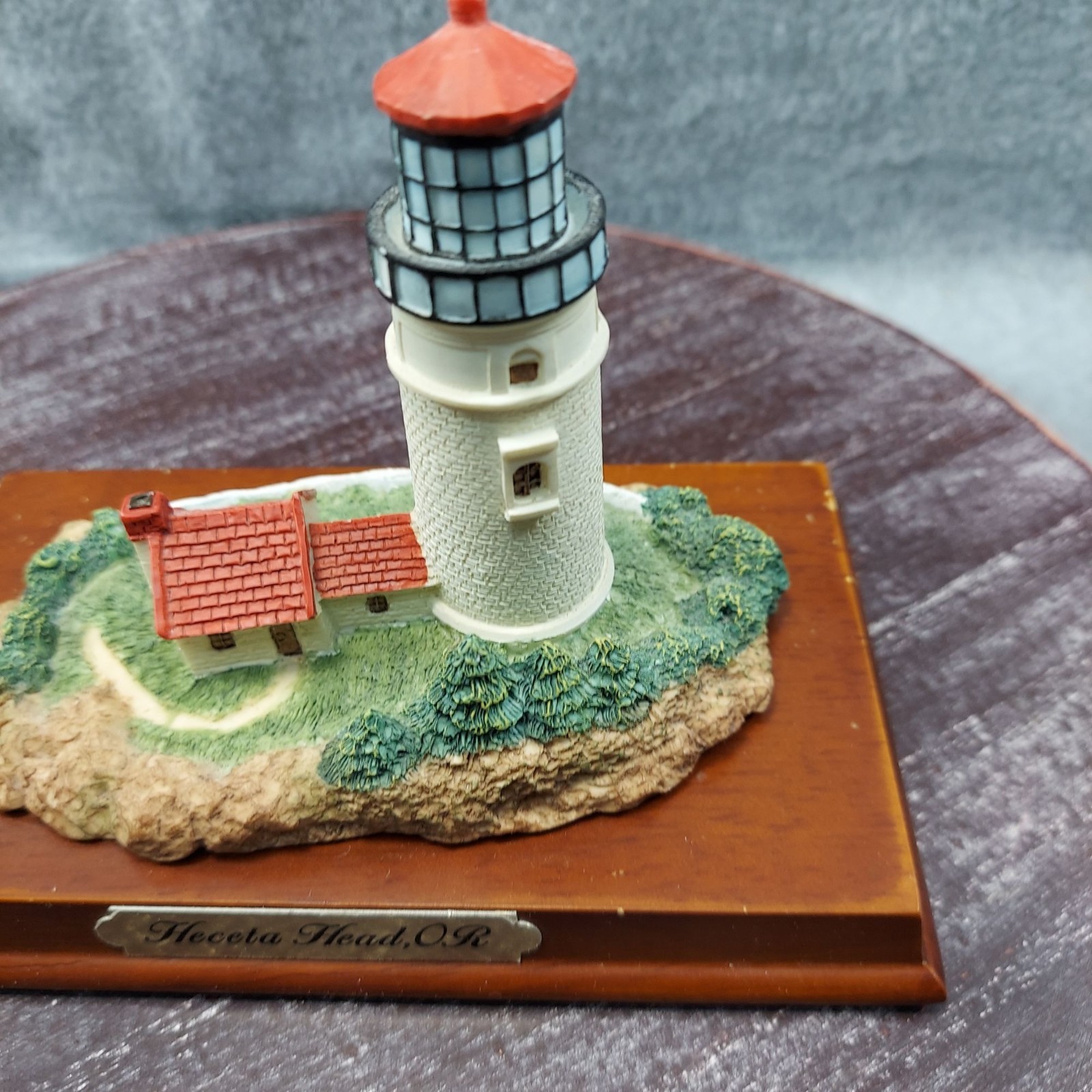 Heceta Head OR Lighthouse Miniature Model On Wooden Base