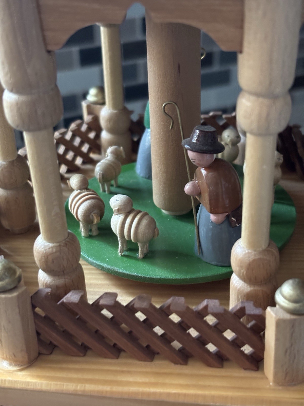 Traditional Wooden 3 Tier Pyramid Hand Carved Nativity Set From Germany