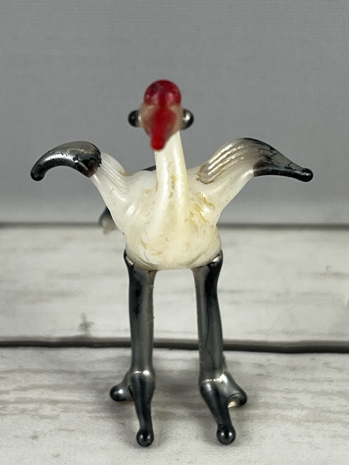 Vintage Art Glass Lamp work Crane Miniature Animal Handblown Figurine
