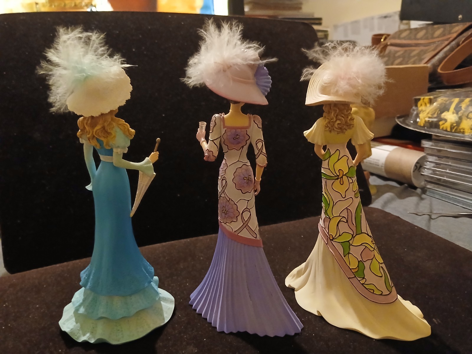 3 Elegant Lady Figures 2 Floral Portraits Faithful Lily & A Thomas Kinkade Resin