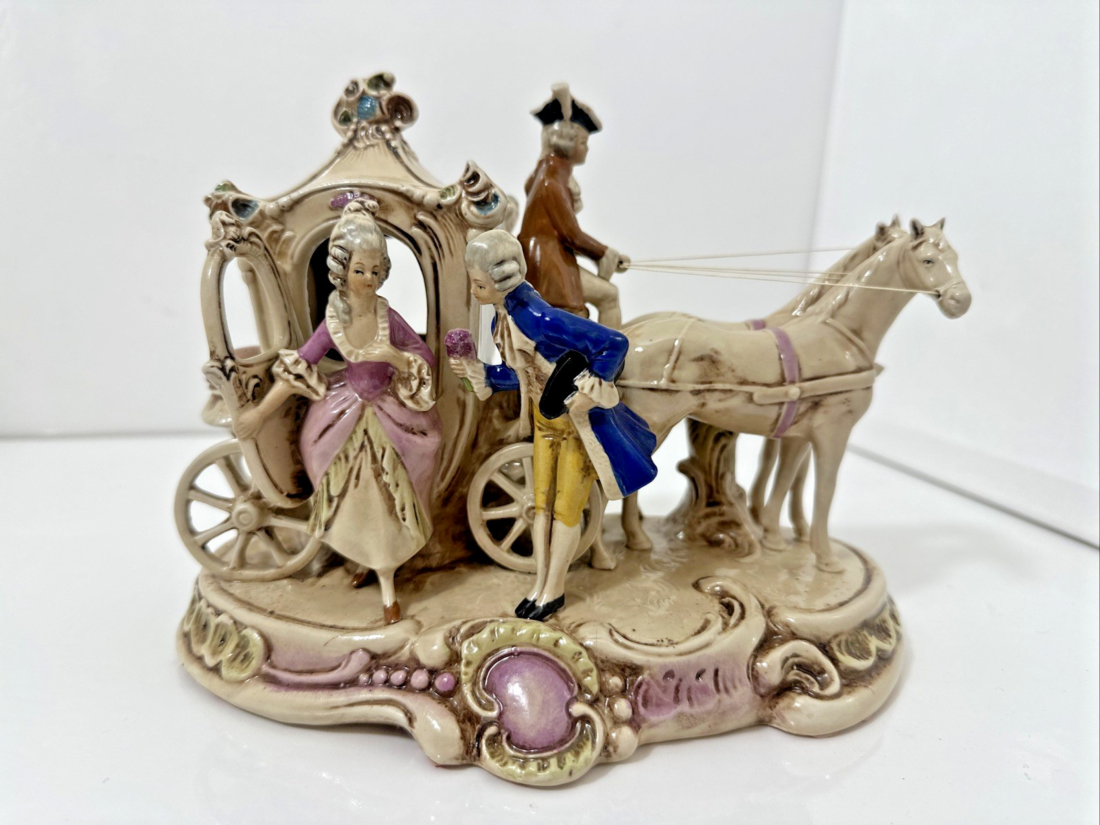 Vtg Grafenthal Porcelain Horse Carriage Figurine Germany Rococo Dresden 19437