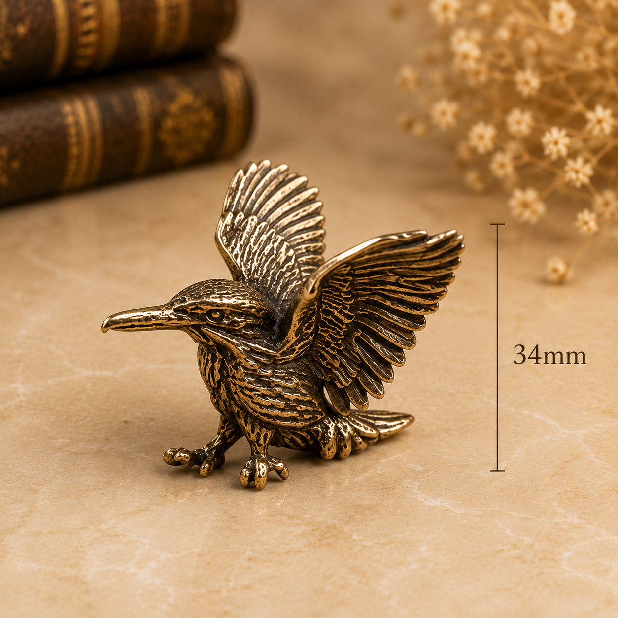 Mini Vintage Brass Hummingbird Statue Ornament Animal Collectible Bird Watcher
