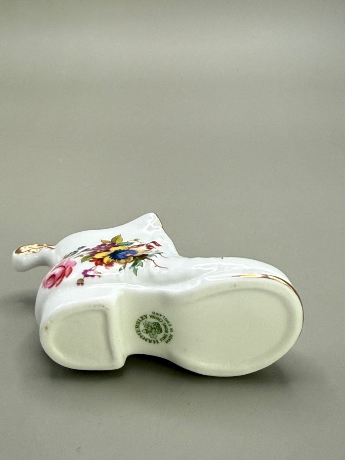 Hammersley Fine Bone China Boot Made In England 3.2″ Passion Flower & Rose