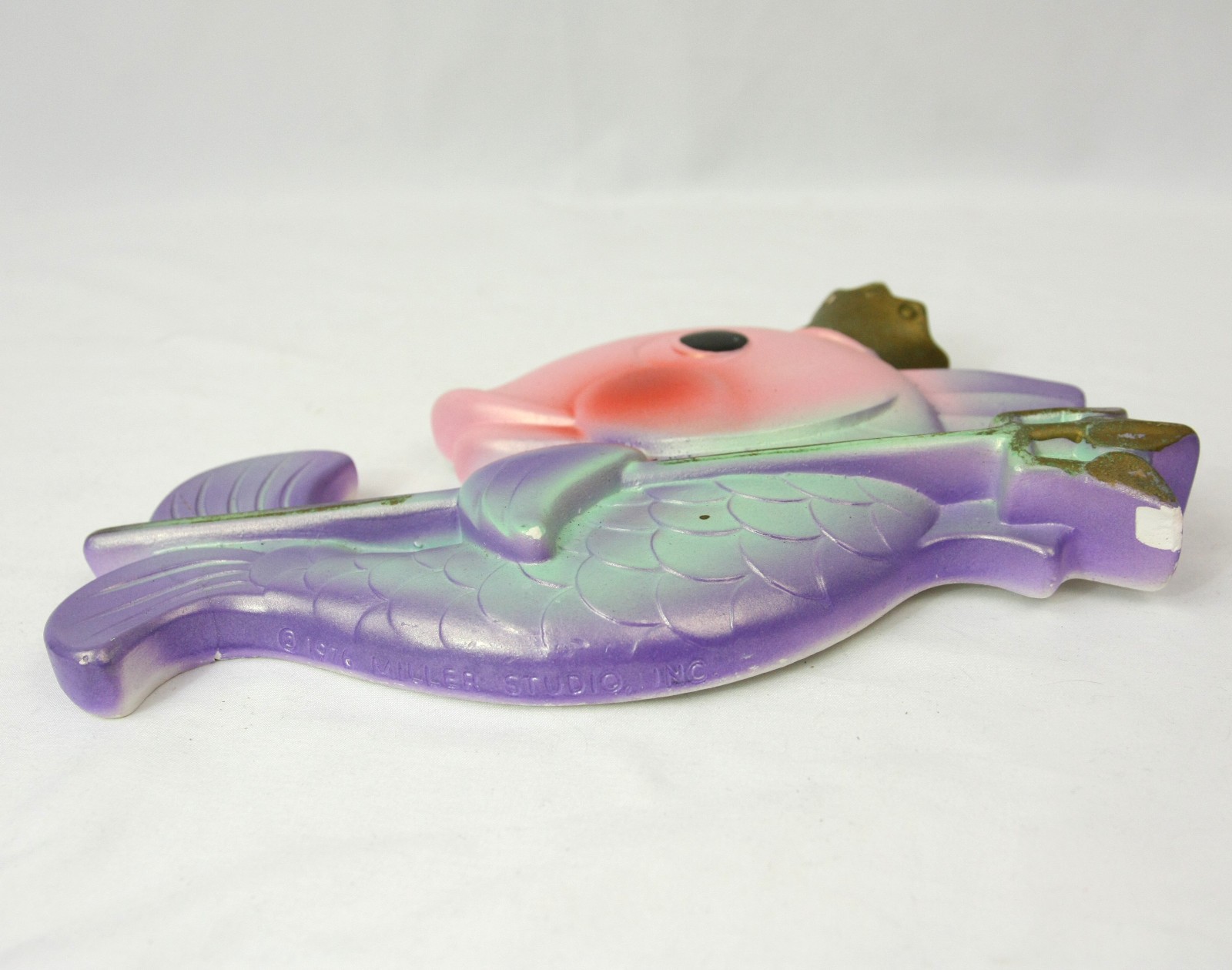Vintage Miller Studio Fish King Neptune Chalkware Plaster Wall Art 1970s