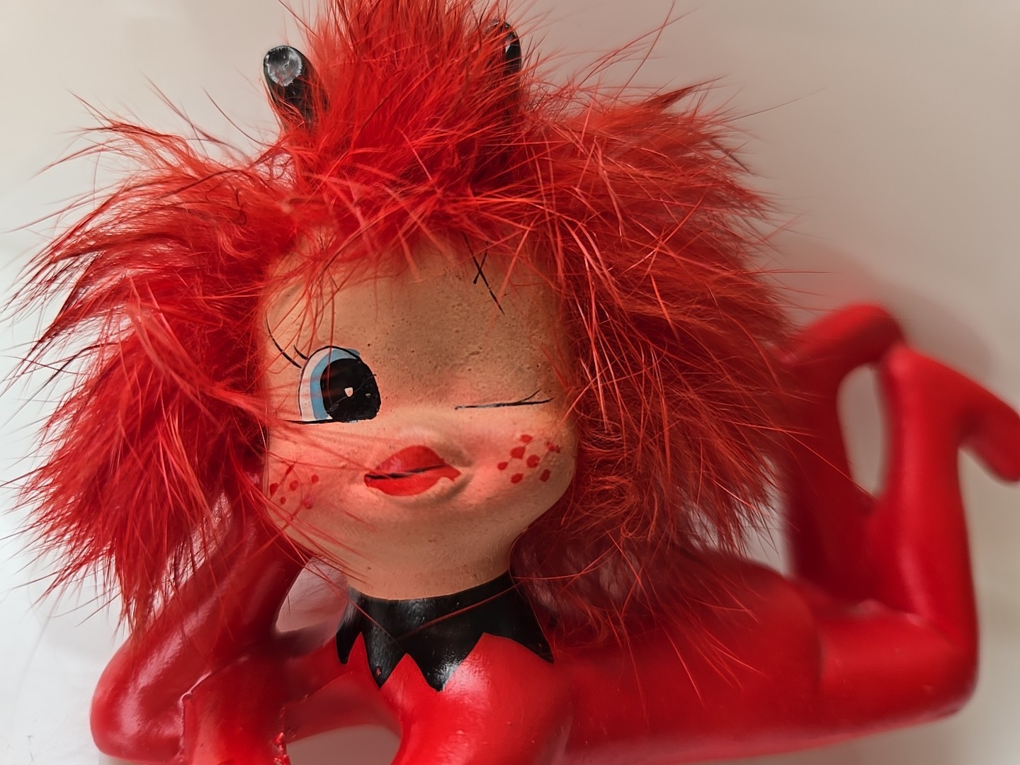 Little Devil Vintage Figurine Red Fur Napco Lefton Kitsch 1950s Japan Rita