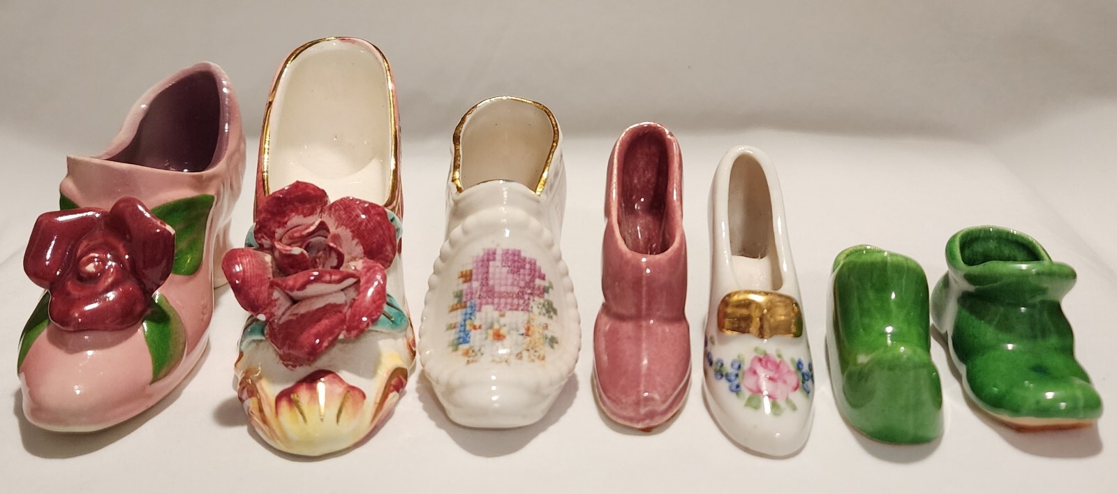 Vintage Antique Miniature Shoe Boot Collection, Roses~1940s to 1960s~LOT of 7