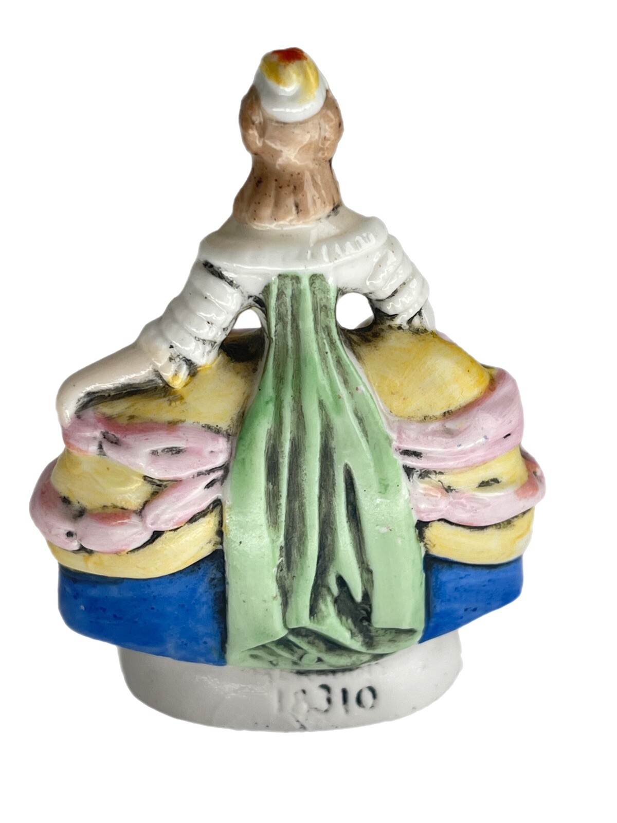 Antique German Porcelain Court Lady with a Dog Figurine 18310 3 1/4”Hand painted