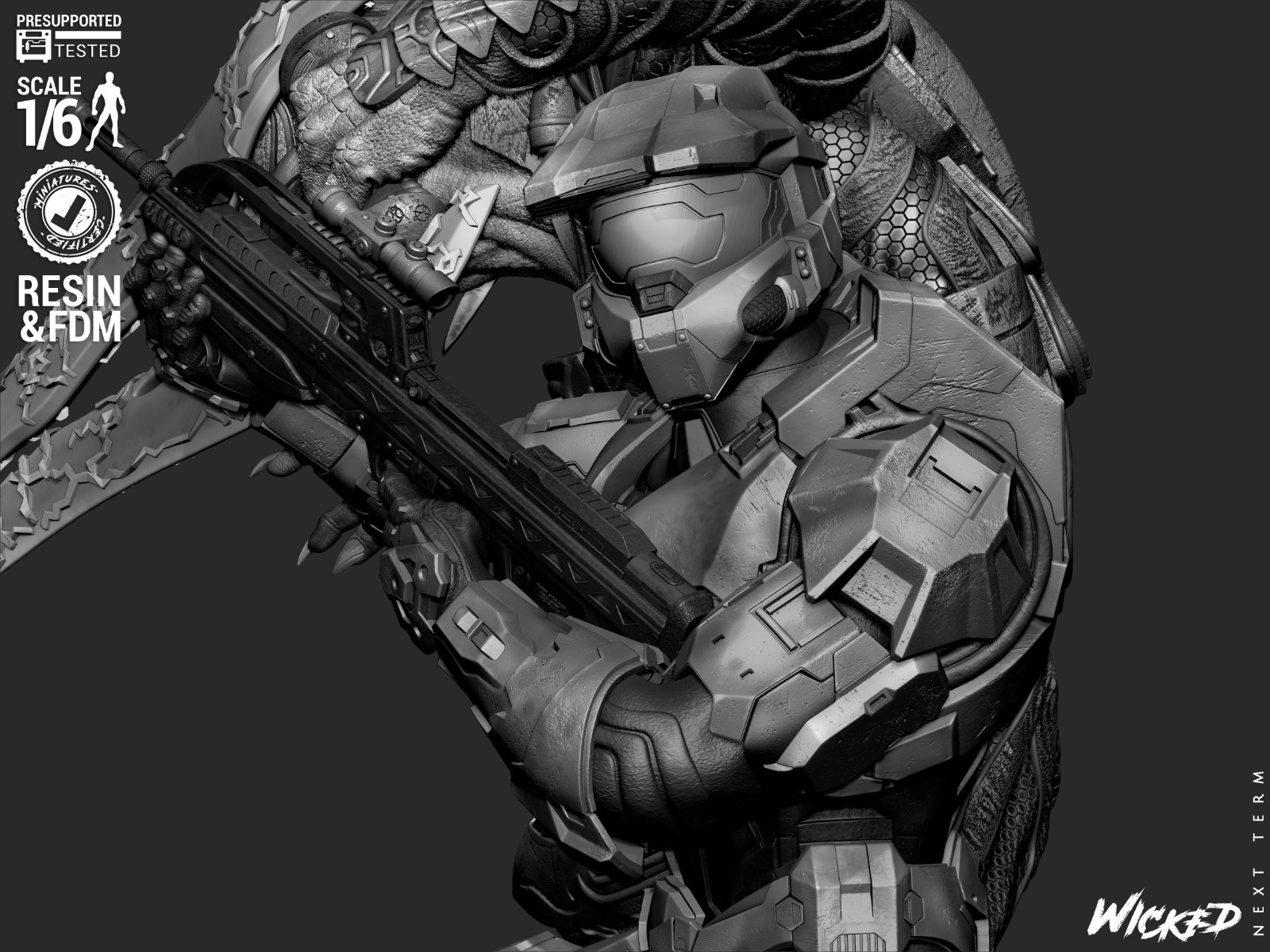 Halo Diorama – 1/6 Scale Figure Statue 3D Print Model Kit Unpainted