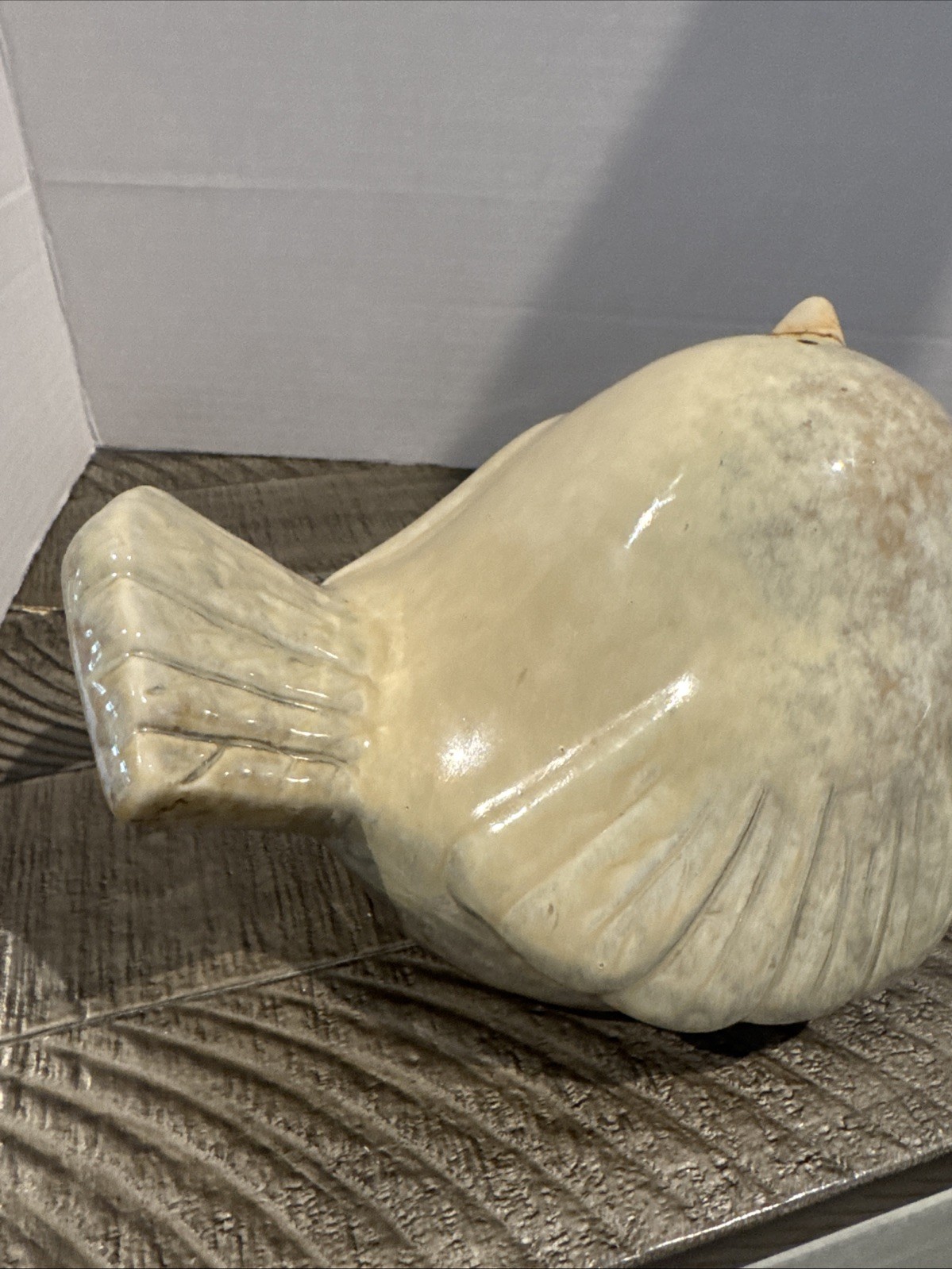 Vintage MCM Fat Bird Pottery Stoneware Hand Painted Sculpture Boho Country