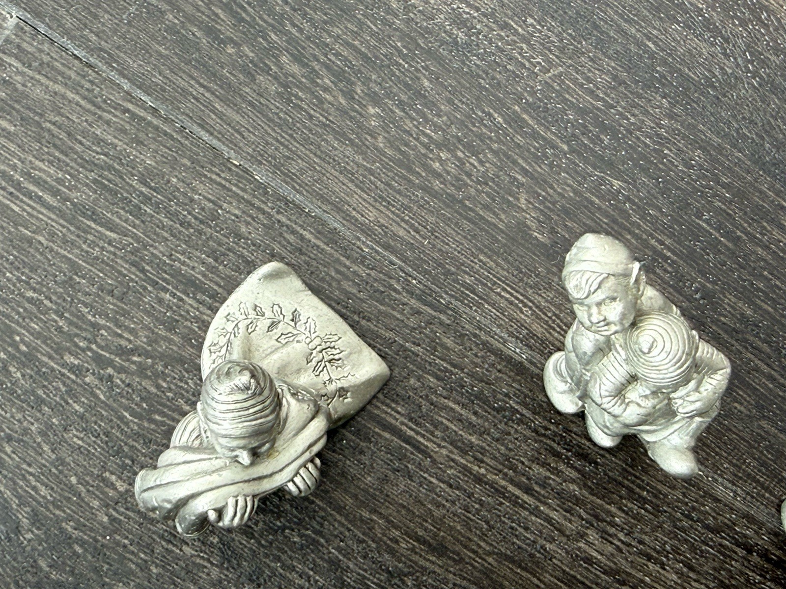 VTG Pewter Port Christmas Santa Claus Miniature Toy Workshop 8 Figures Elf Elves
