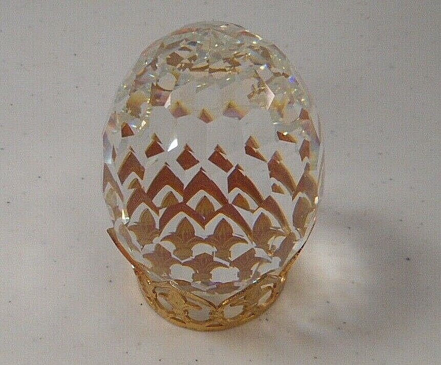 Crystal Paperweight Figurine FACETED EGG 2.5in Tall with Stand