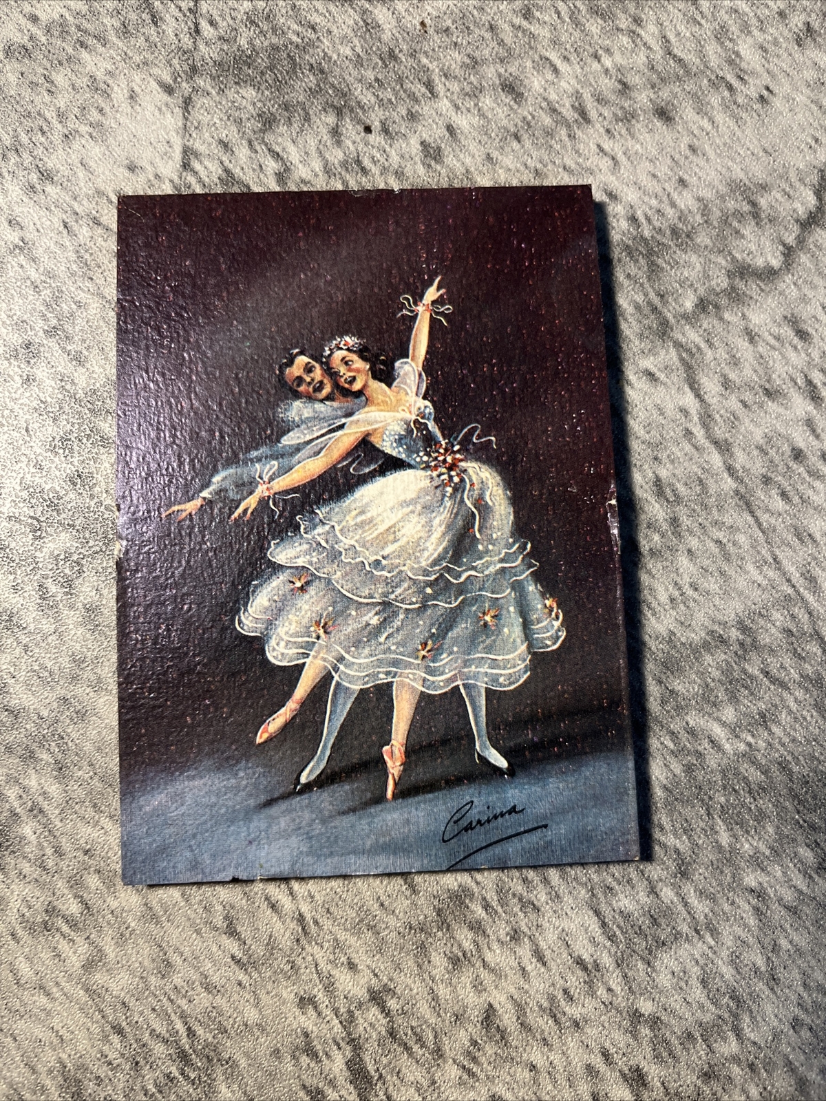 Vintage BALLERINA COUPLE “Pas De Deus” Signed By Carina – Dancers Wall Art Frame