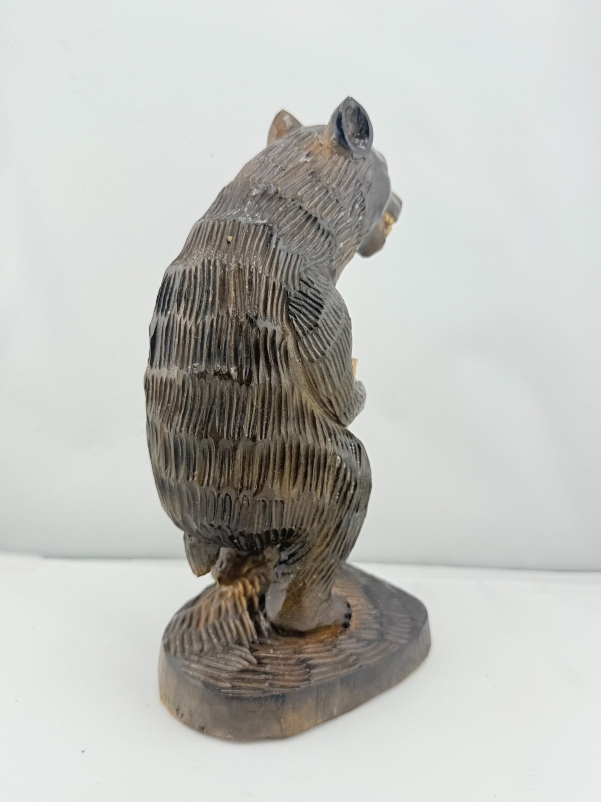 Vintage Antique Hand Carved Black Forest Brown Bear 8” tall tobacco