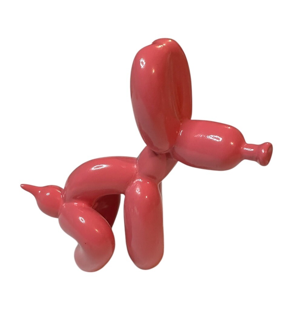 Pooping Balloon Dog Pink Sculpture Animal Figurine 4”