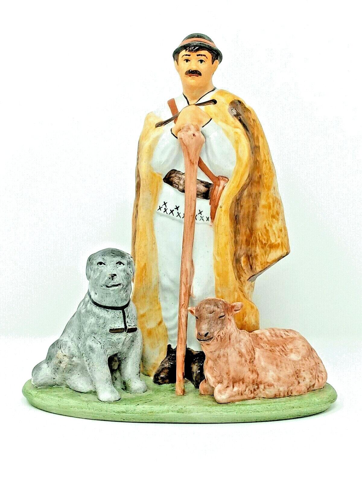 Nicostar Romania Shepherd with Dog and Sheep porcelain statue Sighisoara 8.25″ t