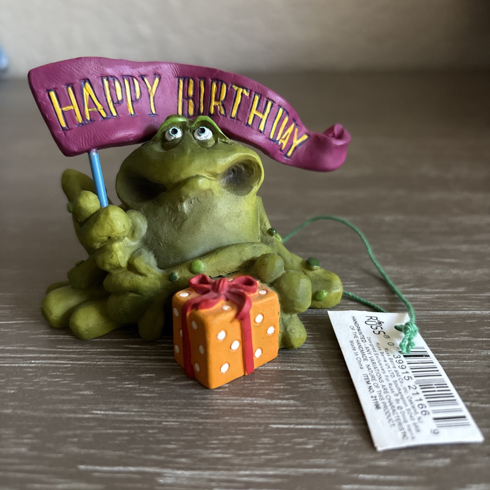 Russ Berrie Douglas Sprogz Happy Birthday Frog Vintage Hand Painted Excellent