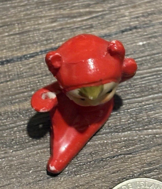 Vintage Miniature Red Devil Pixie Tiny Imp Shelf Elf Ceramic Figure Japan RARE!