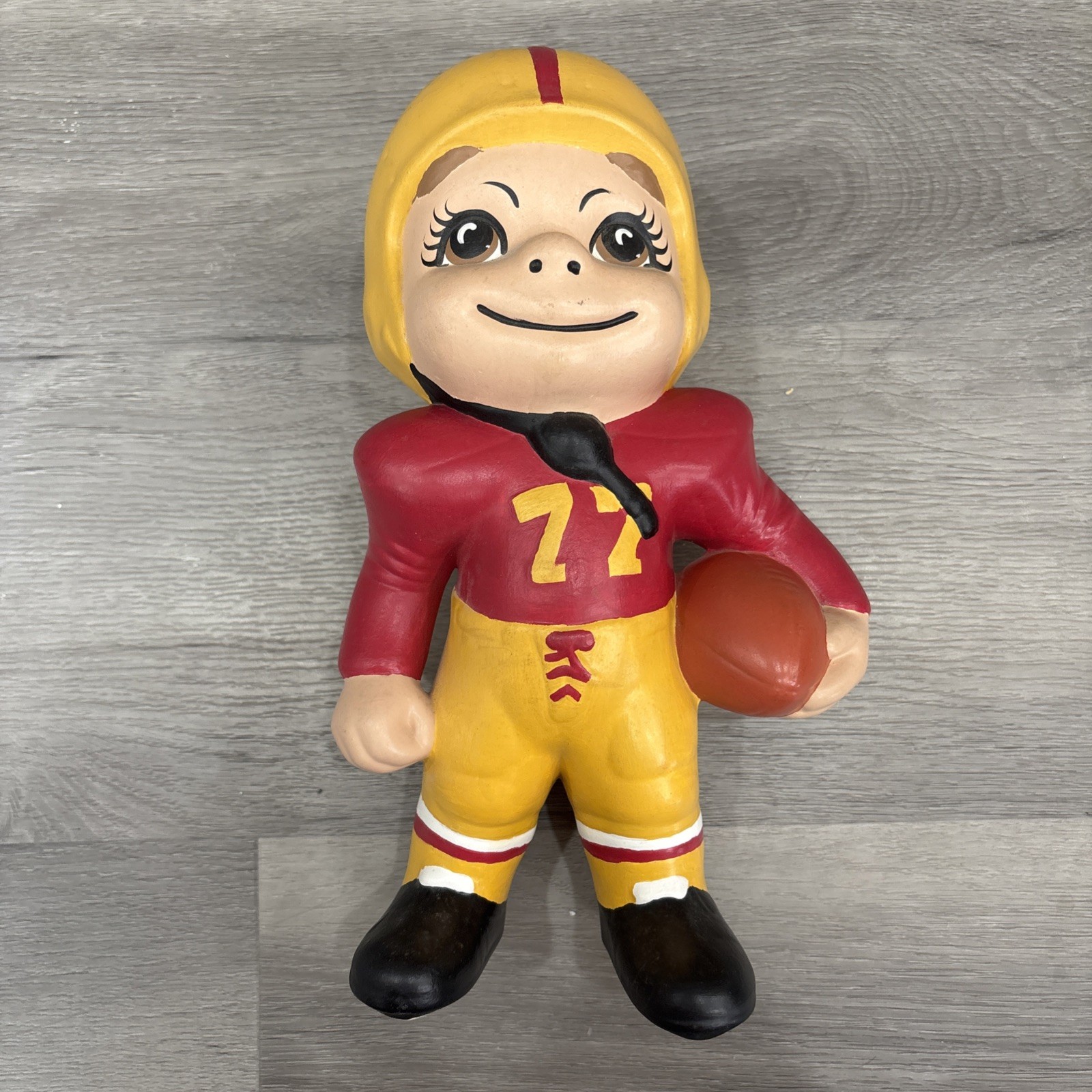 Vintage 1970s Football Player Ceramic Figure Redskins Colors