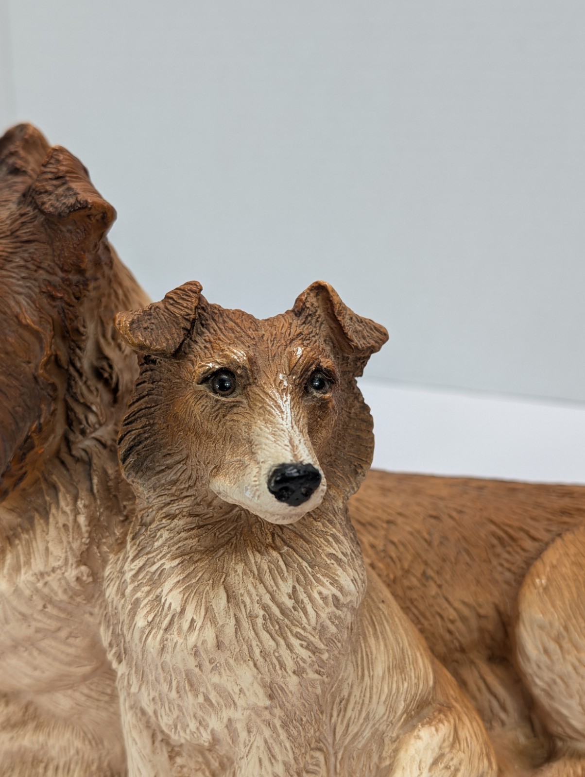 Vintage Collie Homco Adult Mom/Dad & Puppy USA Resin Large Lassie Dog Figurine