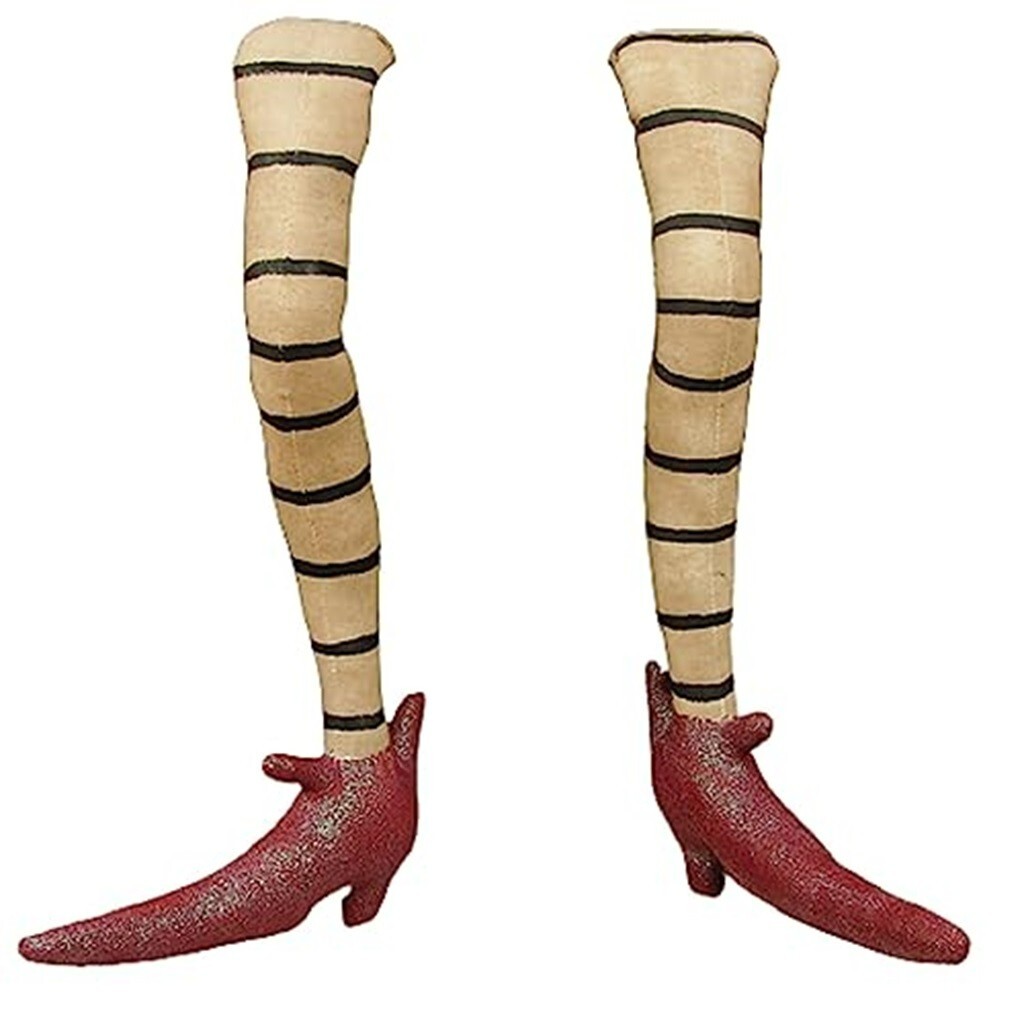 2 Halloween Witch’s Legs & Feet, Joe Spencer Gathered Traditions 17 Inches