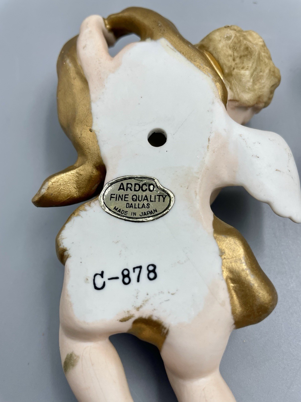 Vintage Cherub Angel Wall Plaques Set of 2 Cream Ivory Ardco Japan Cherubs 6″