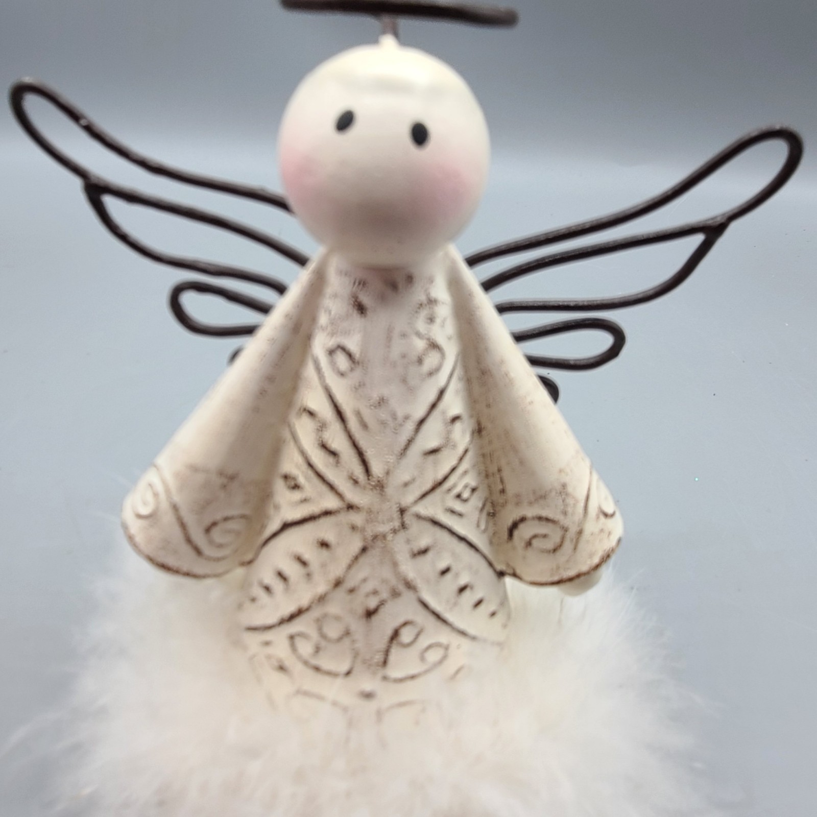 White Metal 5 1/4″ Angel Distressed Figurine Ornament