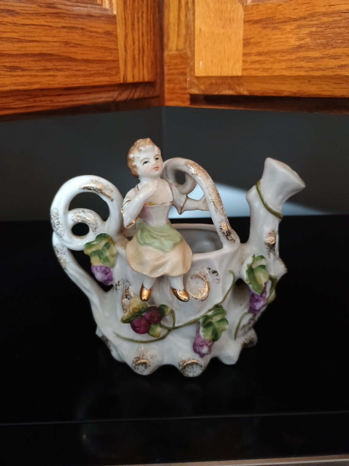 Vintage Made In Japan Hand Painted “Girl On a Watering Can” Porcelain Figurine