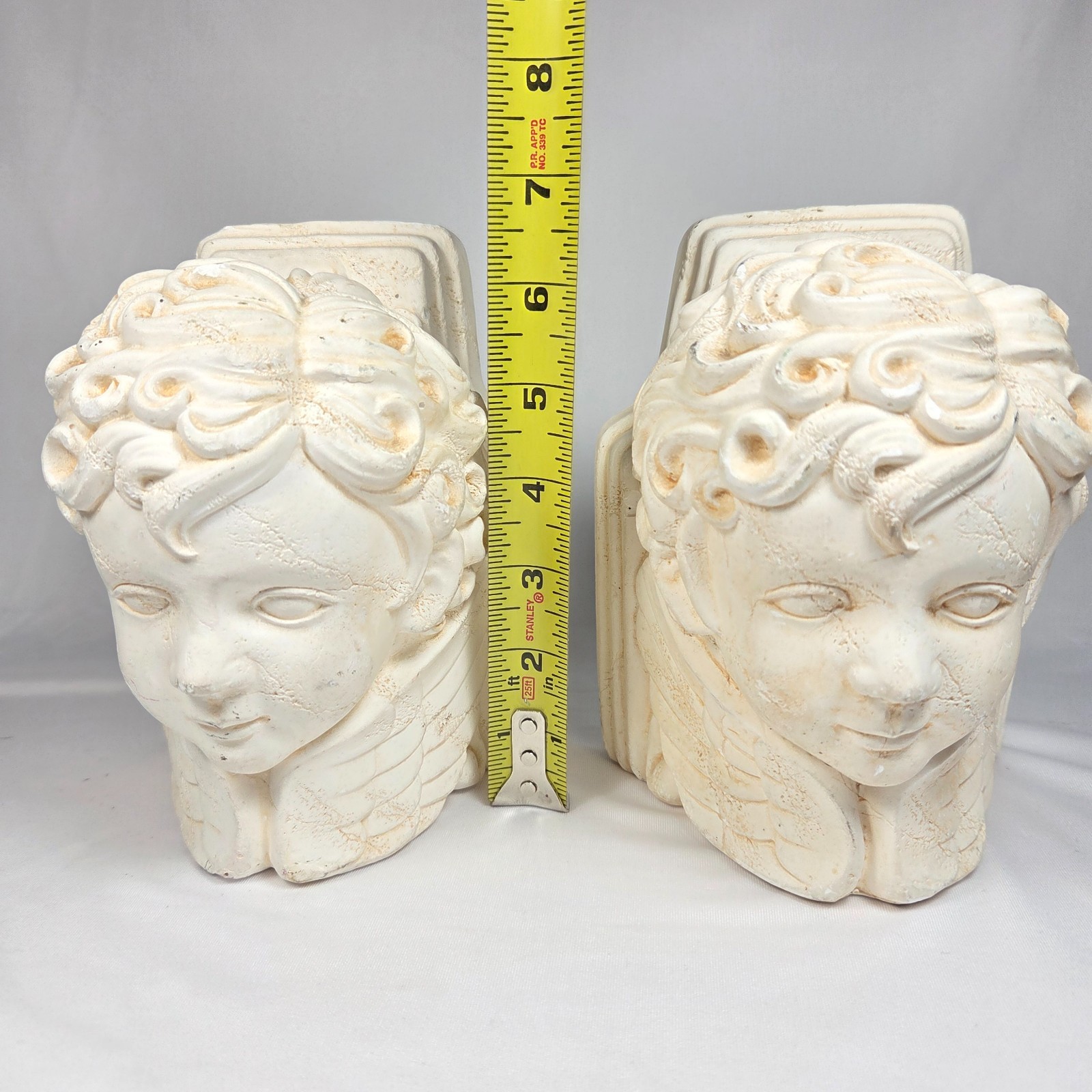 Vintage Toyo Cherub Putti Bust Bookends – Neoclassical Chalkware – Korea