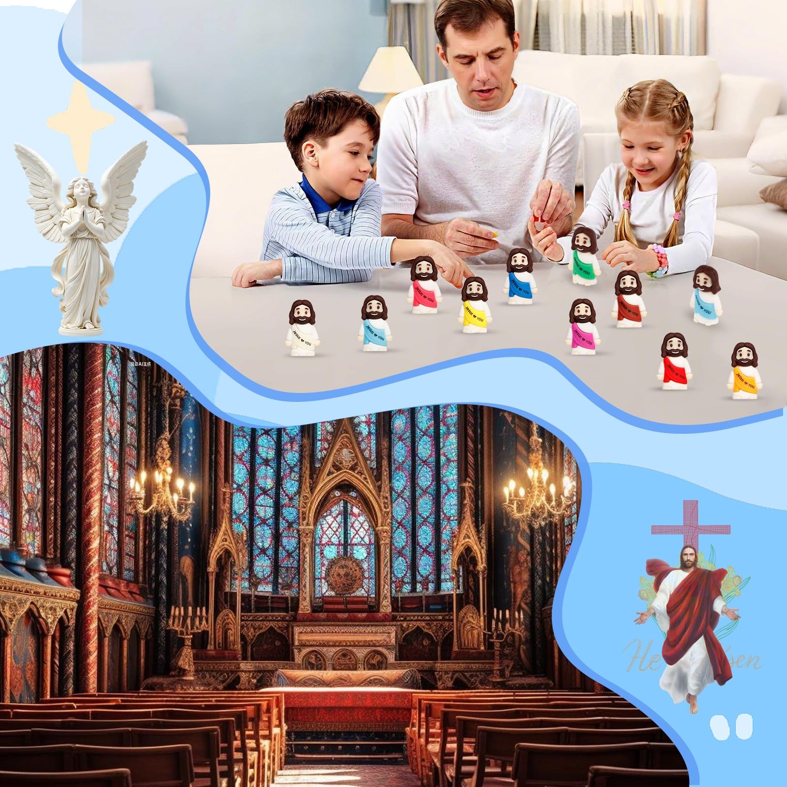 30pcs Mini Jesus Figures Religious Gift Religious Figurines for Easter Egg Hunt