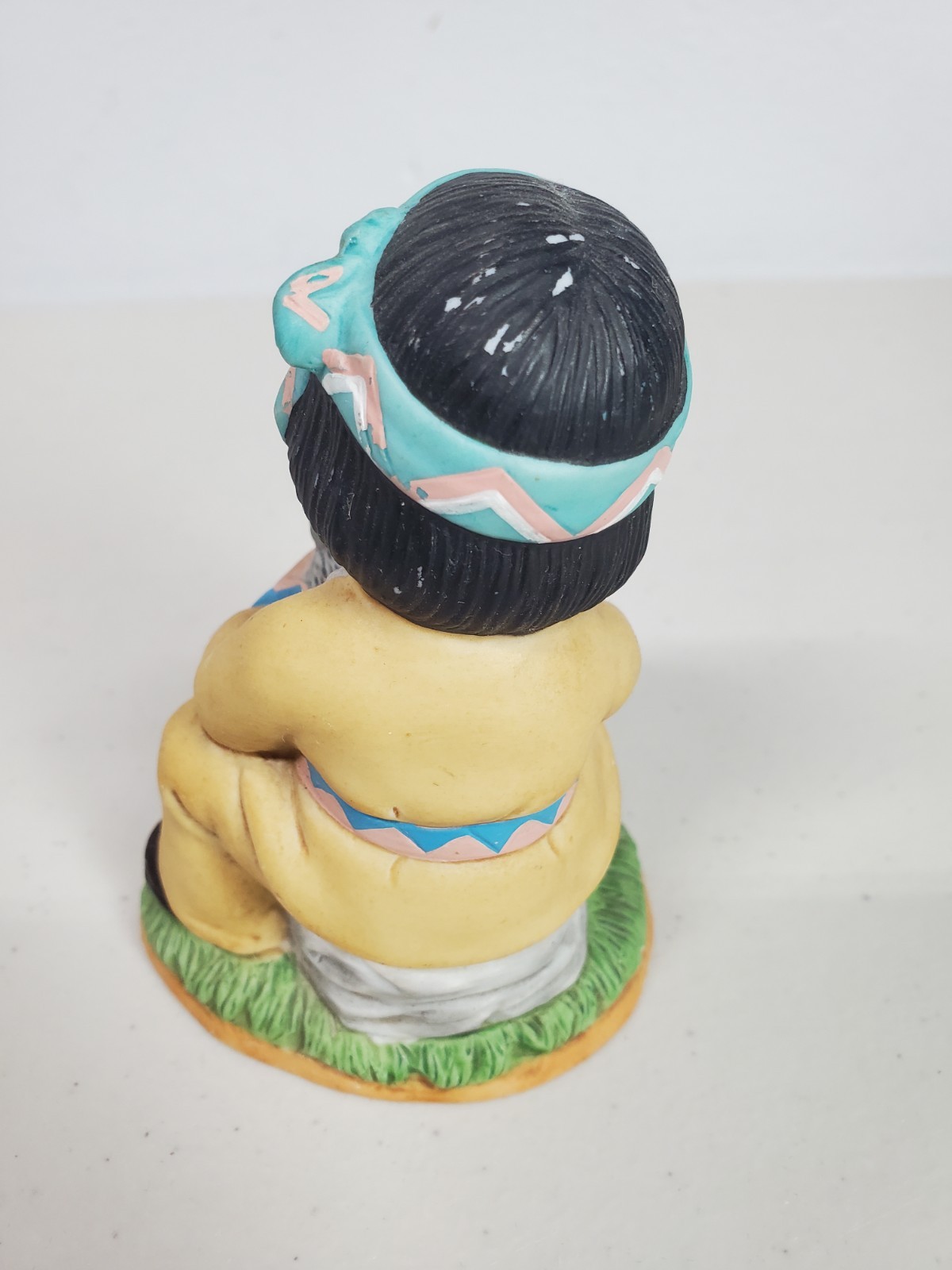 Indigenous Native American Indian Boy With Wolf Dog Porcelain HOMCO 1428
