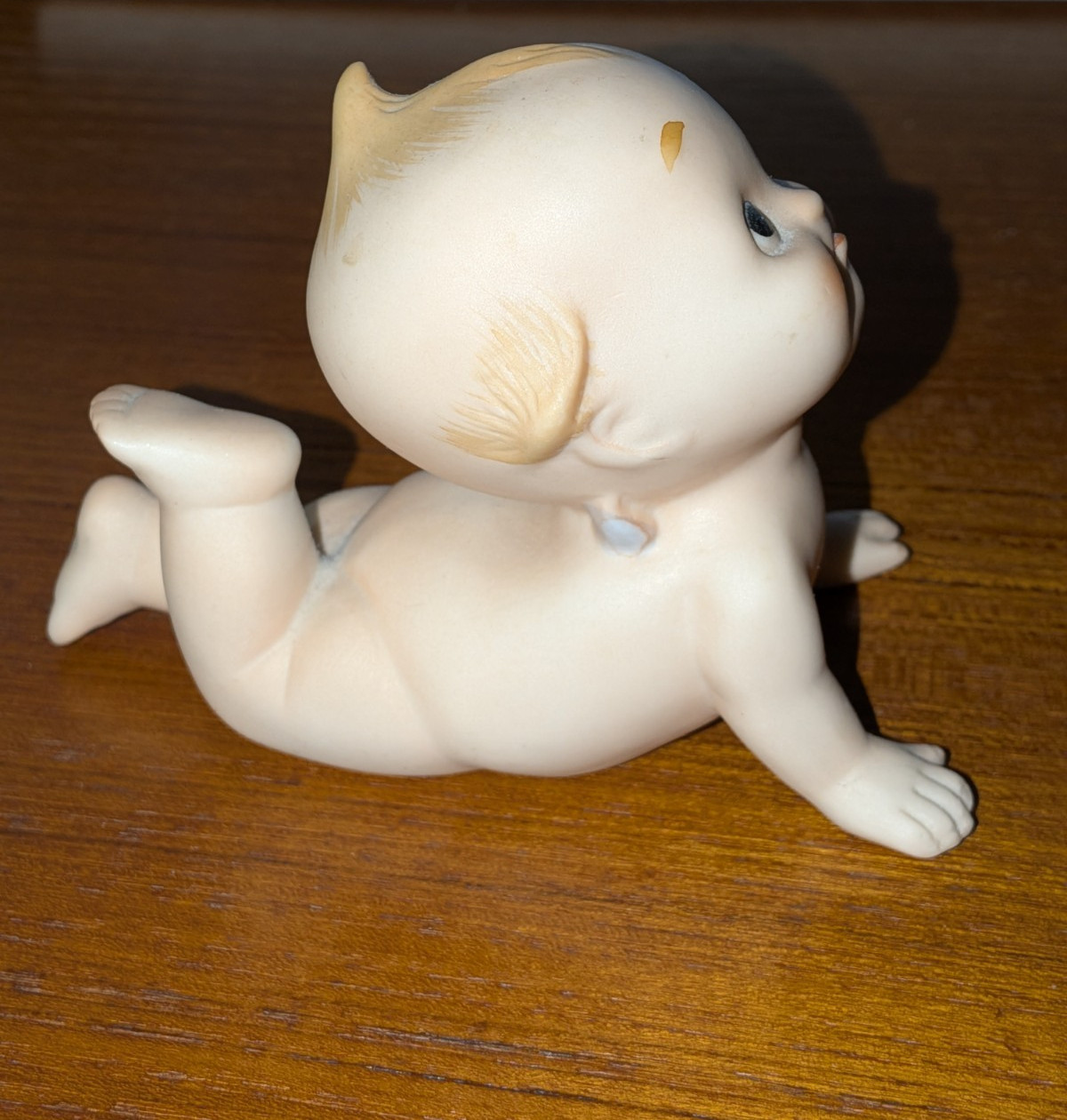 Fine Vintage Lefton Bisque Sad Face Kewpie Doll Tiny Blue Wing Buds KW228N