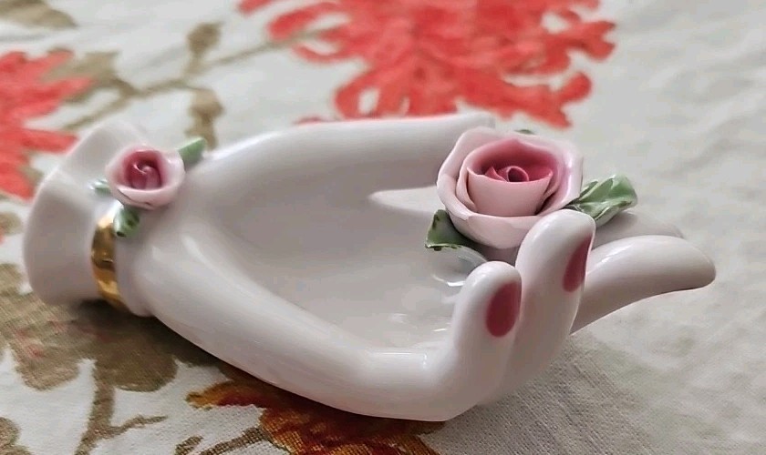 Lefton China Hand with embossed roses Lefton 1960s Vintage Porcelain