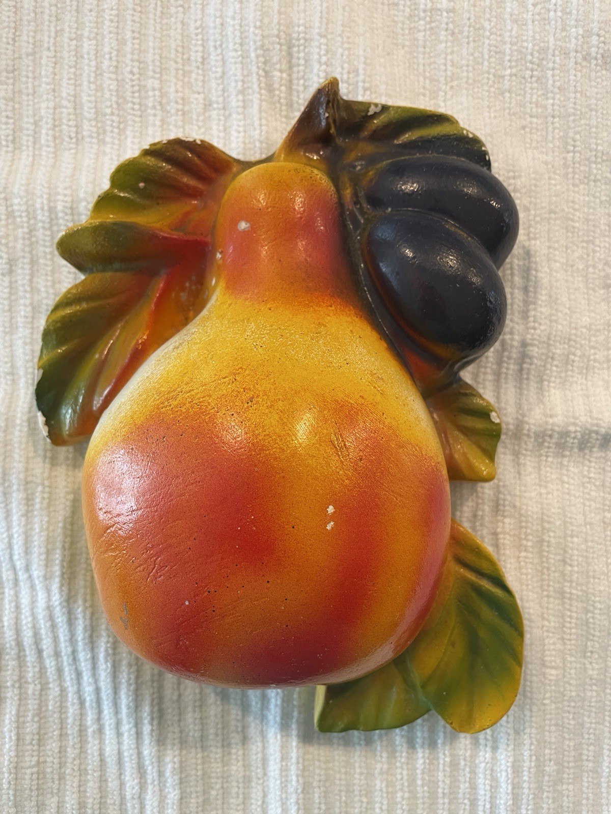 Vintage Chalkware Pear And Plum String Holder