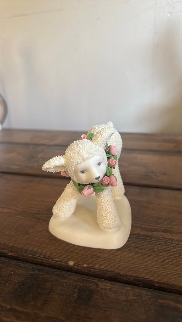 Charming Tails Lamb Figurine with Floral Wreath