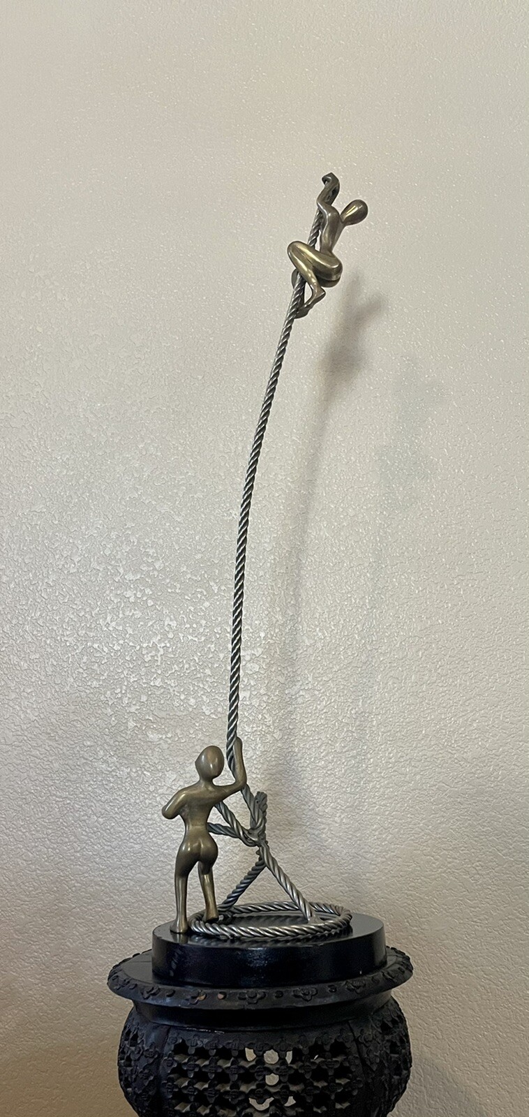 Rope Climbers Bronze Figurines Man Holding rope ~ Free standing Sculpture ~ 33″