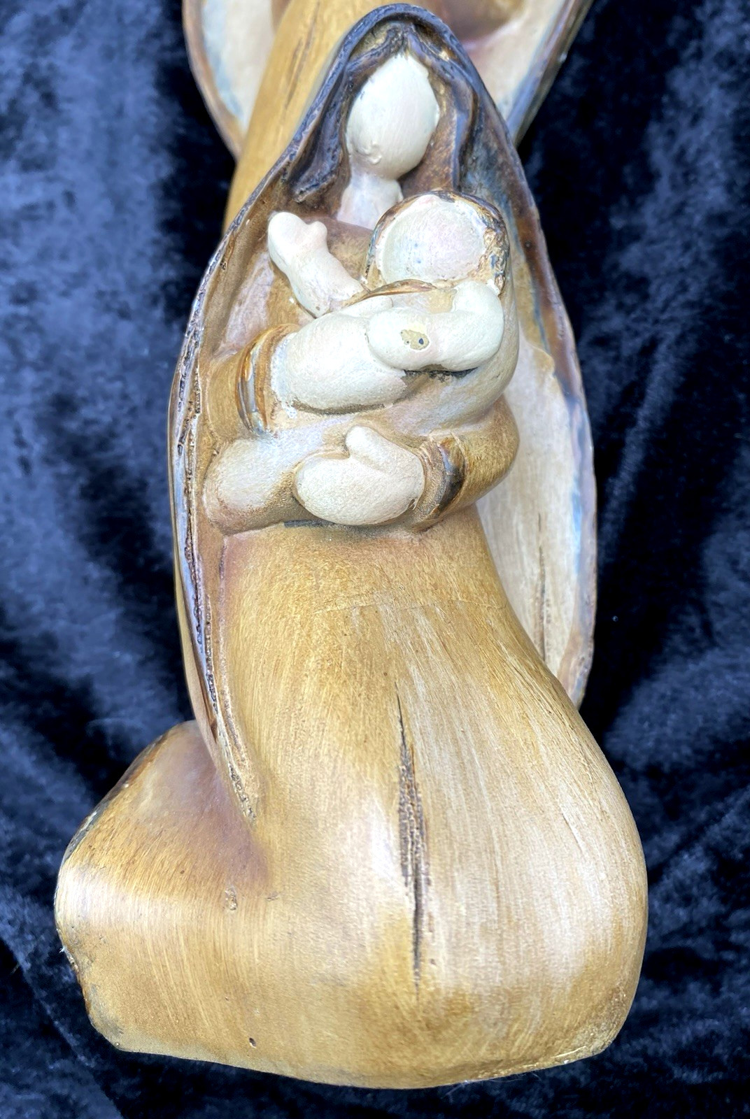 Guardian Angel watching over Mother and Child; Tall Figurine; Mary and Jesus