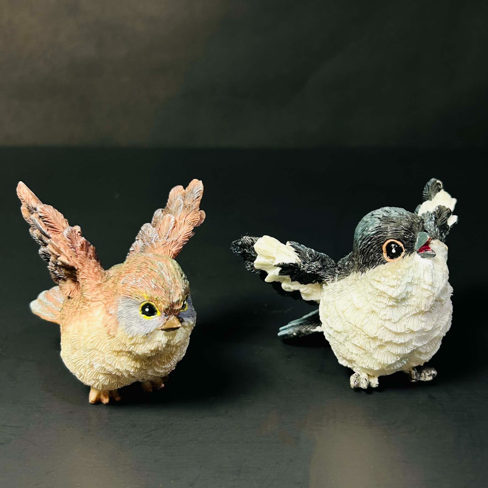 Vintage Resin Baby Bird Figurines Set of 2 Sparrow Finch Songbirds 2.5”