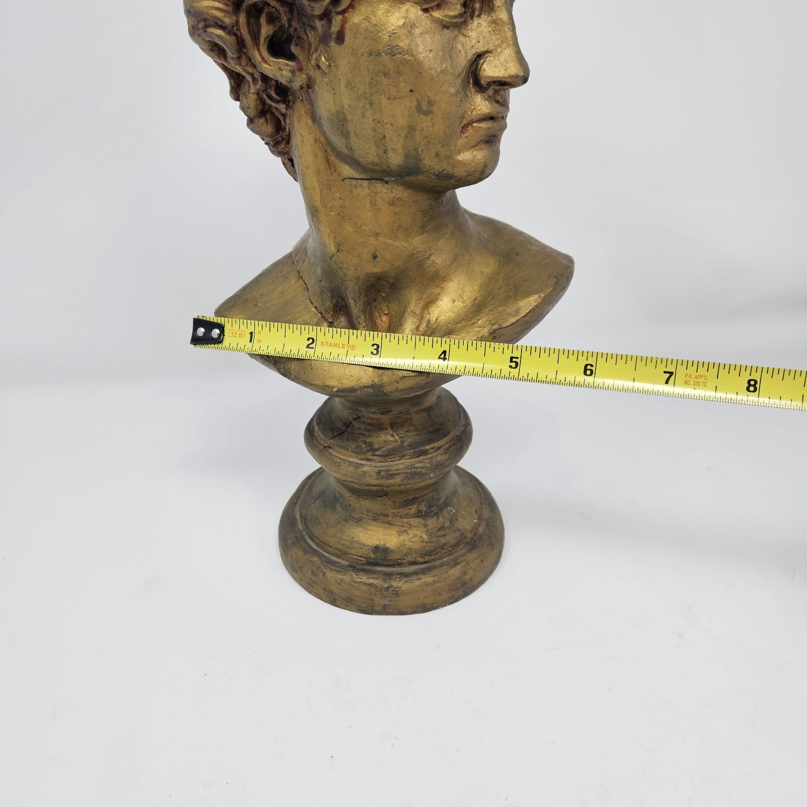 Vintage Ceramic Antique Gold Finish Bust of David – Michelangelo 12″ Tall Classy
