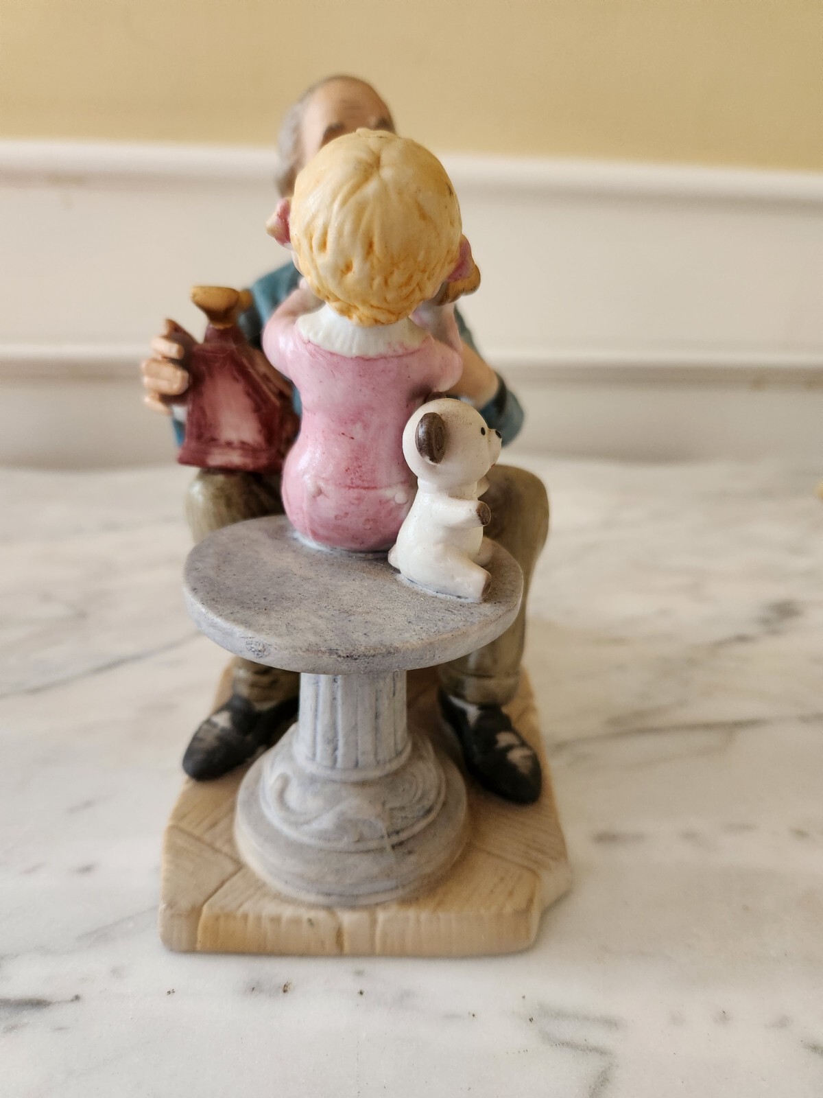 Lefton 7841 Old Man With Baby And Telephone Figurine Vintage Father’s Day love!