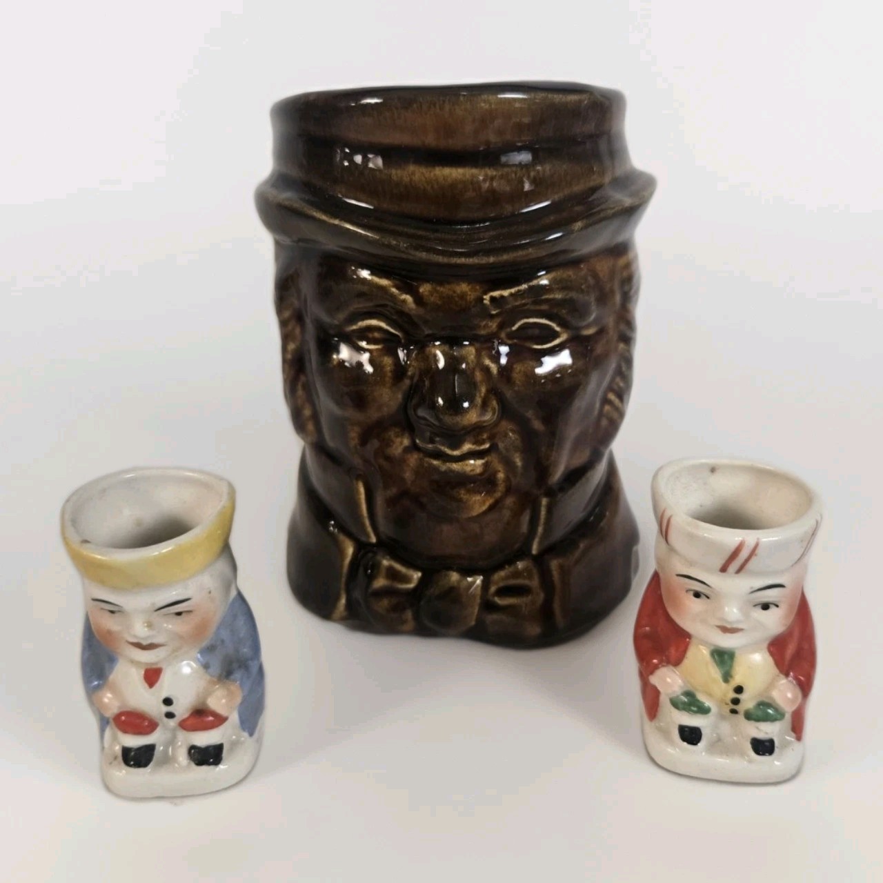 Vtg Lot of Toby Mug & 2 Mini Jugs Marked Czechoslovakia