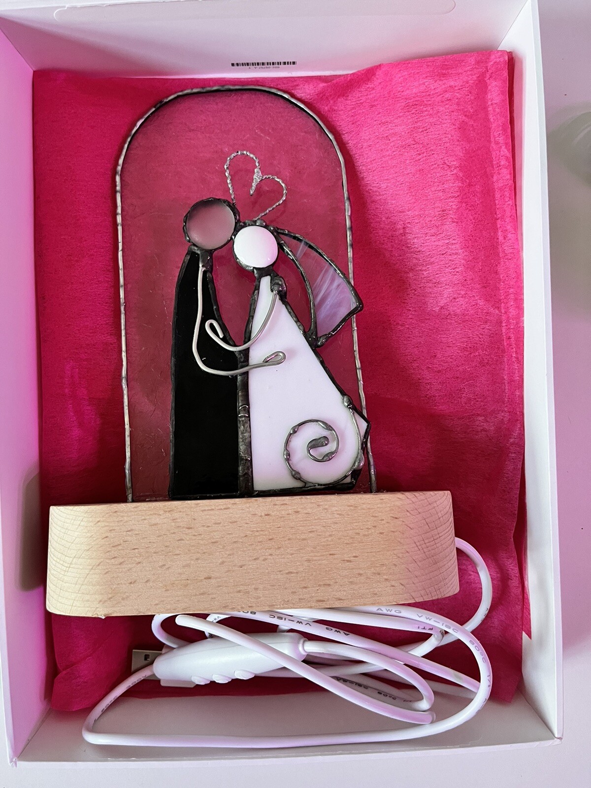 Bride groom. Stained glass. Night light Wedding Gift Engagement Wedding memory
