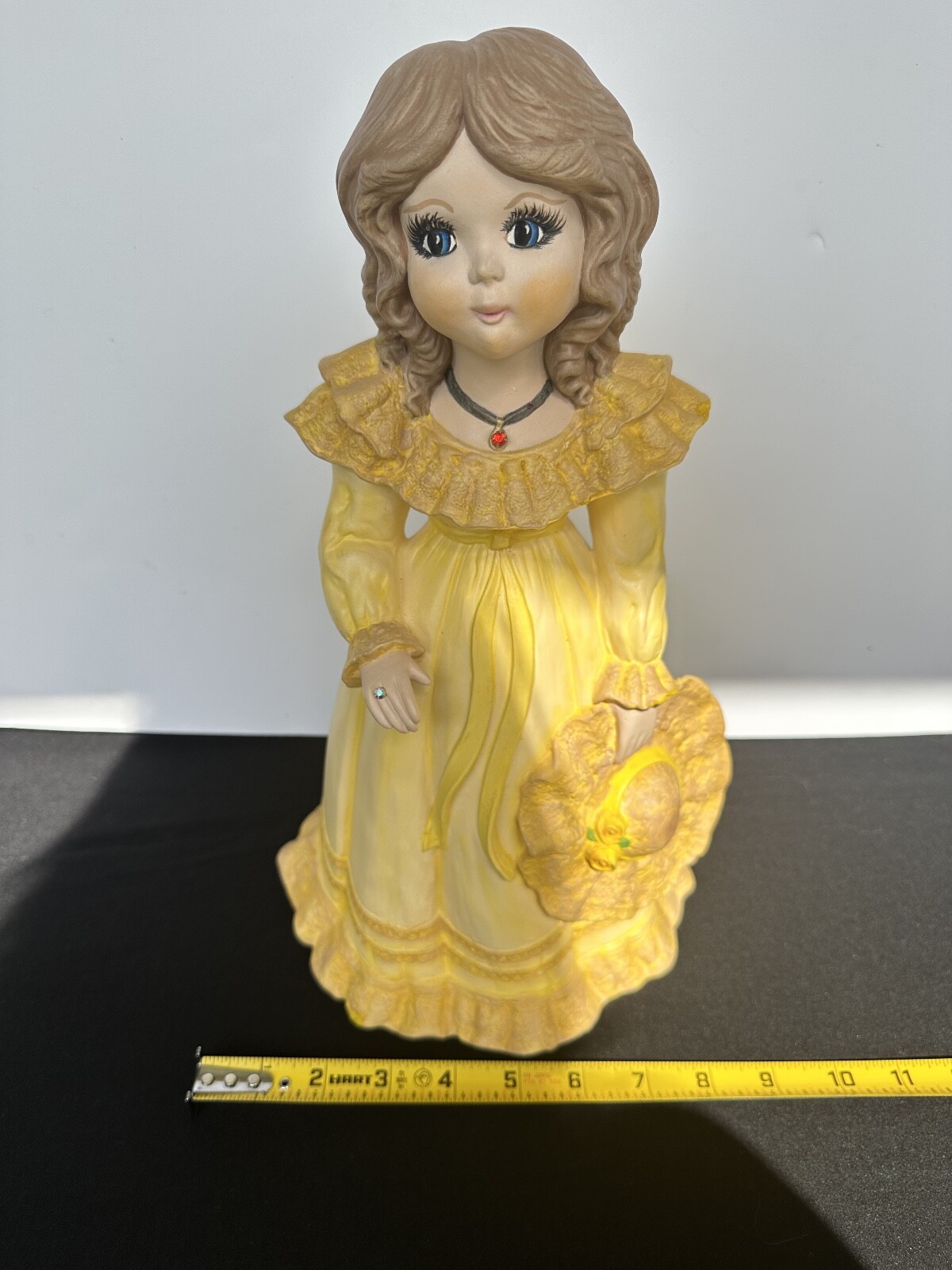 Vintage Hand Painted Porcelain Girl Figurine 13″ Signed by Artist Matte Finish