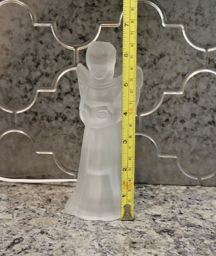 Lighted Frosted Glass Christmas Angel Figurine Nightlight Tested Working