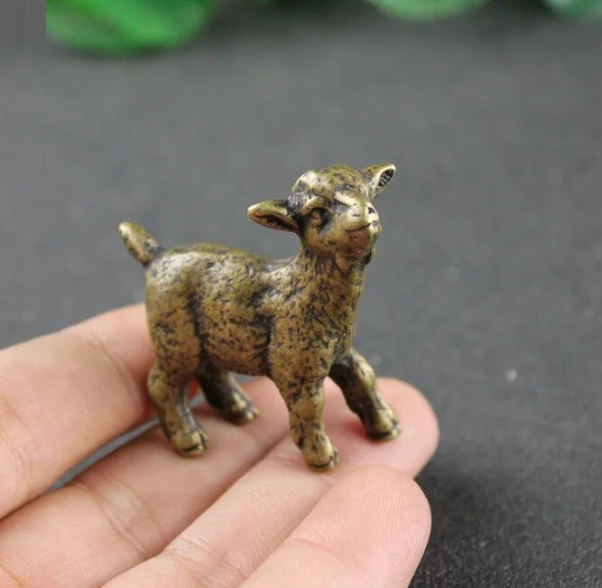 Brass Lamb Sheep Animal Figurine Small Statue Table Office Home Decoration Gifts